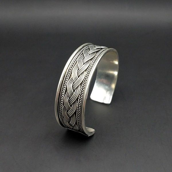 miao silver twisted wire braided narrow bracelet pure manual design, simple and personalized open bangle, Black
miao silver twisted wire braided narrow bracelet pure manual design, simple and personalized open bangle, Black