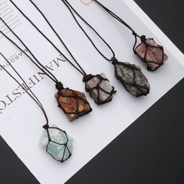 pendant necklaces 1pc braid net pocket quartz necklace reiki healing stone raw crystal labradorite hangings craft gift, Silver
pendant necklaces 1pc braid net pocket quartz necklace reiki healing stone raw crystal labradorite hangings craft gift, Silver