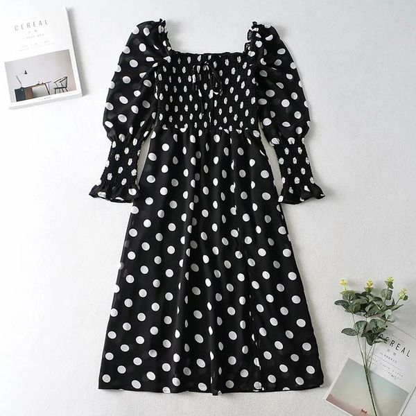 casual dresses sprint autumn dot print dress women shirred square neck knee length long sleeve daydress female vestidos, Black;gray
casual dresses sprint autumn dot print dress women shirred square neck knee length long sleeve daydress female vestidos, Black;gray