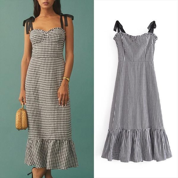 summer camisole plaid printed women dress slash neck backless party vestido elegant girls a line causal outfits, Black;gray
summer camisole plaid printed women dress slash neck backless party vestido elegant girls a line causal outfits, Black;gray