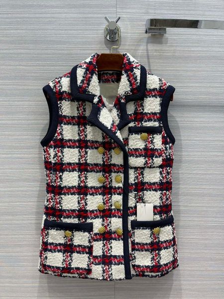 women's vests 2021 women high-quality fashion sleeveless lapel check double-breasted vest jacket 0520, Black;white
women's vests 2021 women high-quality fashion sleeveless lapel check double-breasted vest jacket 0520, Black;white