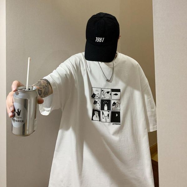 men's t-shirts extfine cat simple cute cartoon graphic men tshirt short sleeve t-shirt kawaii fashion harajuku casual clothing, White;black
men's t-shirts extfine cat simple cute cartoon graphic men tshirt short sleeve t-shirt kawaii fashion harajuku casual clothing, White;black