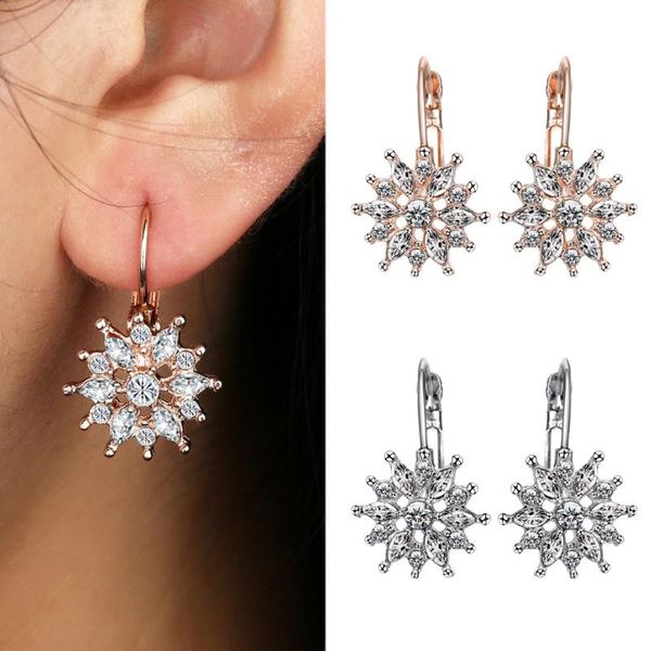 luxury cz crystal flower hoop earrings charms sliver plated elegant fashion jewelry birthday gifts for women & huggie, Golden;silver
luxury cz crystal flower hoop earrings charms sliver plated elegant fashion jewelry birthday gifts for women & huggie, Golden;silver