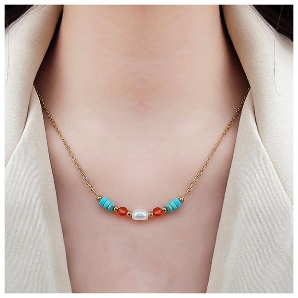 chains simple fashion natural stone pearl necklace for women golden stainless steel chain wedding party jewelry handmade, Silver
chains simple fashion natural stone pearl necklace for women golden stainless steel chain wedding party jewelry handmade, Silver