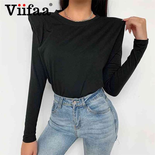 viifaa black cotton t shirt with shoulder pad women autumn long sleeve tshirts o-neck elegant office ladies 210322, White
viifaa black cotton t shirt with shoulder pad women autumn long sleeve tshirts o-neck elegant office ladies 210322, White