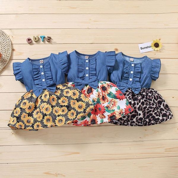 girl's dresses est boutique summer dress toddler baby girls bowknot denim splice sunflower leopard print princess vestido infantil, Red;yellow
girl's dresses est boutique summer dress toddler baby girls bowknot denim splice sunflower leopard print princess vestido infantil, Red;yellow