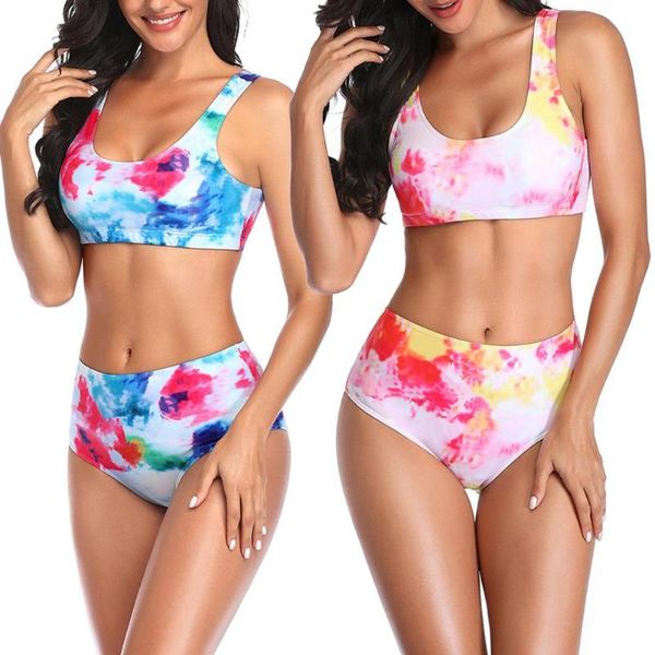 women's swimwear women tie dye floral wireless padded strap bra high waist briefs bikini swimsuit ropa verano mujer playa cover up, White;black
women's swimwear women tie dye floral wireless padded strap bra high waist briefs bikini swimsuit ropa verano mujer playa cover up, White;black