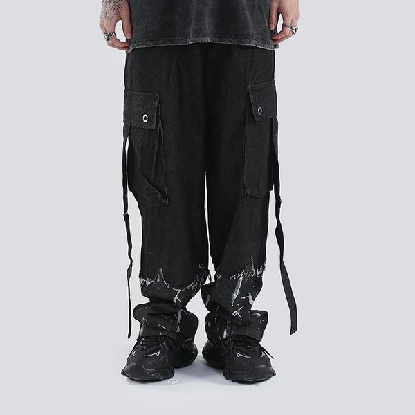 men's jeans gothic wind restoring ancient ways is high street washed do old loose straight casual denim trousers tassel, Blue
men's jeans gothic wind restoring ancient ways is high street washed do old loose straight casual denim trousers tassel, Blue