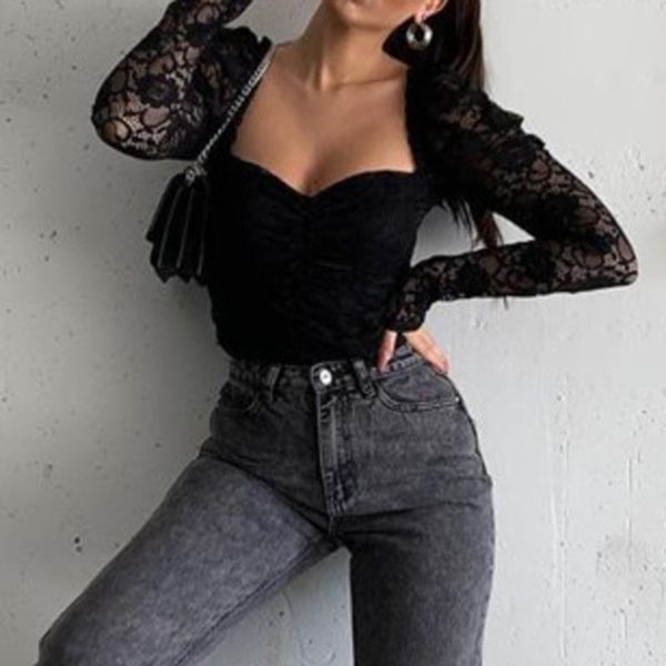 women fashion square collar lace patchwork long sleeve blouse women's blouses & shirts, White
women fashion square collar lace patchwork long sleeve blouse women's blouses & shirts, White