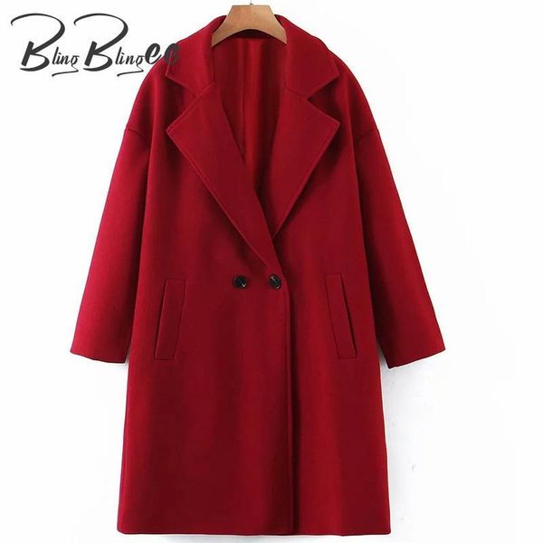 women's wool & blends blingblingee blend drop shoulder casual long blazers 2021 autumn winter notched collar two buttons women jacket r, Black
women's wool & blends blingblingee blend drop shoulder casual long blazers 2021 autumn winter notched collar two buttons women jacket r, Black