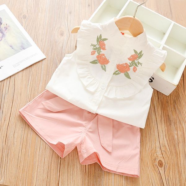 summer new childrens clothes girls clothing fashion flowers short-sleeved shirt + shorts 2 piece girl set, White
summer new childrens clothes girls clothing fashion flowers short-sleeved shirt + shorts 2 piece girl set, White