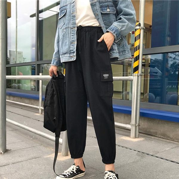 women's pants & capris harajuku streetwear ladies pantalones big pocket spring trousers casual solid high loose men women waist mujer, Black;white
women's pants & capris harajuku streetwear ladies pantalones big pocket spring trousers casual solid high loose men women waist mujer, Black;white