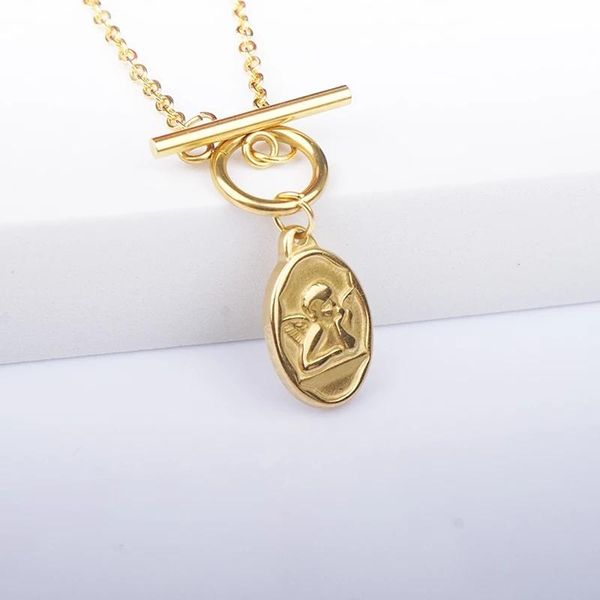 100% stainless steel angel coin charm choker necklace for women gold/silver color metal toggle chokers necklaces, Golden;silver
100% stainless steel angel coin charm choker necklace for women gold/silver color metal toggle chokers necklaces, Golden;silver
