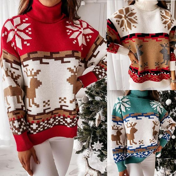 women's sweaters 2021 christmas winter european and american sweater turtle neck long sleeve elk jacquard knitted pullover, White;black
women's sweaters 2021 christmas winter european and american sweater turtle neck long sleeve elk jacquard knitted pullover, White;black