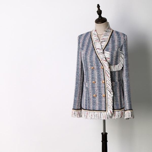 women's jackets the his haute couture spring and autumn s socialite small sweet wind tweed stripe tassel suit jacket, Black;brown
women's jackets the his haute couture spring and autumn s socialite small sweet wind tweed stripe tassel suit jacket, Black;brown