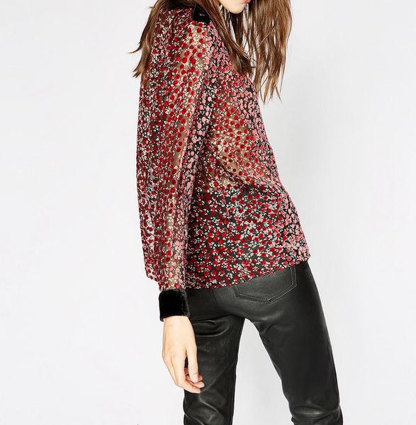 shirt flocking round neck semi-perspective stitching velvet long-sleeved blouse women pj8g, White
shirt flocking round neck semi-perspective stitching velvet long-sleeved blouse women pj8g, White