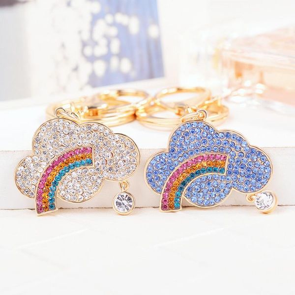 keychains crystal rhinestone the rainbow clouds keyring key chain car pendant buckle fashion gift keychain, Silver 
keychains crystal rhinestone the rainbow clouds keyring key chain car pendant buckle fashion gift keychain, Silver