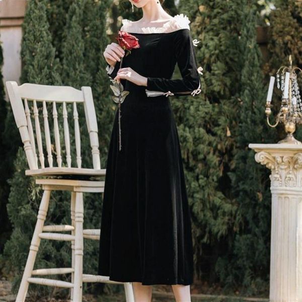 casual dresses black vintage dress women slash neck lace french party elegant female autumn 2021 long sleeve midi one-piece korean, Black;gray
casual dresses black vintage dress women slash neck lace french party elegant female autumn 2021 long sleeve midi one-piece korean, Black;gray
