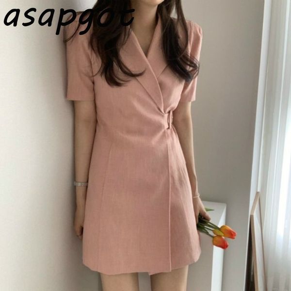 temperament short sleeve summer black suit dress women mini retro lace up waist notched with belt casual office lady solid 210429, Black;gray
temperament short sleeve summer black suit dress women mini retro lace up waist notched with belt casual office lady solid 210429, Black;gray