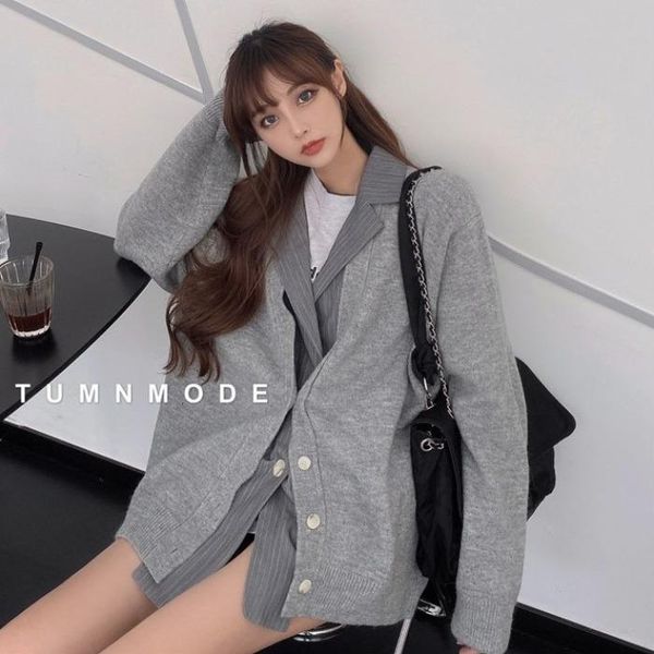 women's jackets design feeling fake two piece suit jacket spring loose long-sleeved long cardigan jacket, knitting together the woman, Black;brown
women's jackets design feeling fake two piece suit jacket spring loose long-sleeved long cardigan jacket, knitting together the woman, Black;brown
