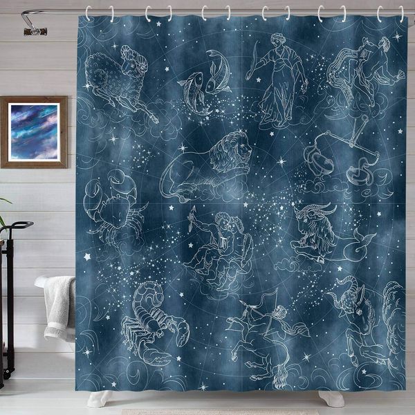blue constellation shower curtain set, modern fabric shower curtains for bathroom decor, cloth bathroom curtains (blue, 72'' Ã
blue constellation shower curtain set, modern fabric shower curtains for bathroom decor, cloth bathroom curtains (blue, 72'' Ã