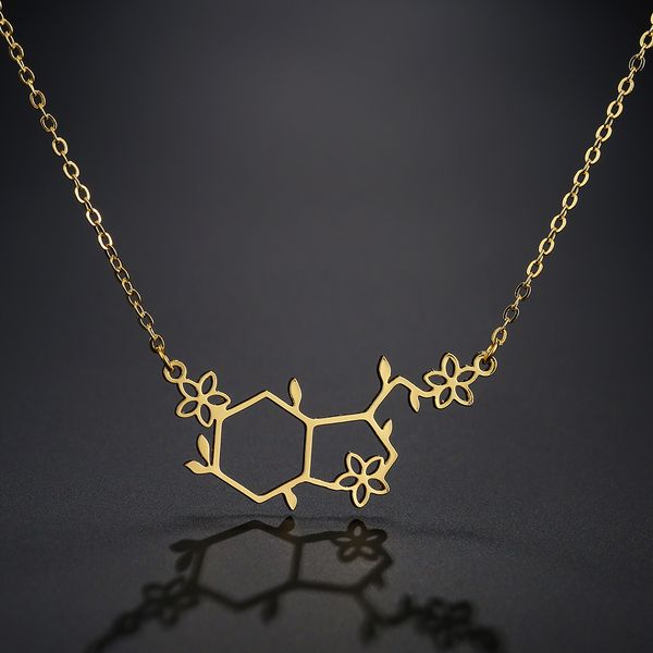 todorova serotonin molecule chemistry polygon pendant necklace for women happy hormone stainless steel jewelry, Silver
todorova serotonin molecule chemistry polygon pendant necklace for women happy hormone stainless steel jewelry, Silver