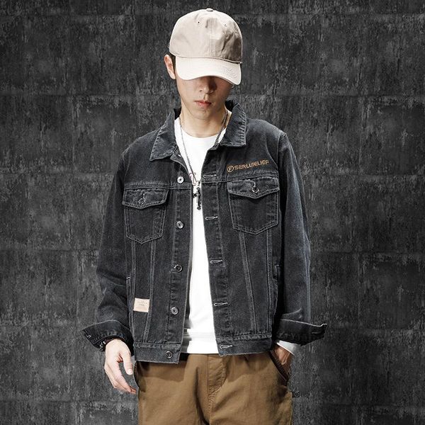men's jackets 2021 spring autumn embroidered cotton denim jacket male casual fashion outdoor lapel outer clothes men, Black;brown
men's jackets 2021 spring autumn embroidered cotton denim jacket male casual fashion outdoor lapel outer clothes men, Black;brown