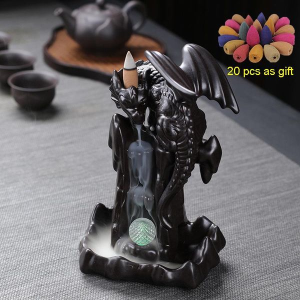 backflow cone incense burner dragon ceramic smoke home holder led glowing ball and 20pcs cones drop fragrance lamps
backflow cone incense burner dragon ceramic smoke home holder led glowing ball and 20pcs cones drop fragrance lamps