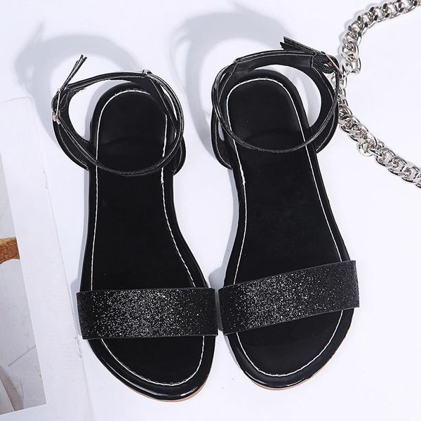 sandals summer women's fashion ankle warp modern shoes leather gold buckle flat rubber sole open toe casual, Black
sandals summer women's fashion ankle warp modern shoes leather gold buckle flat rubber sole open toe casual, Black