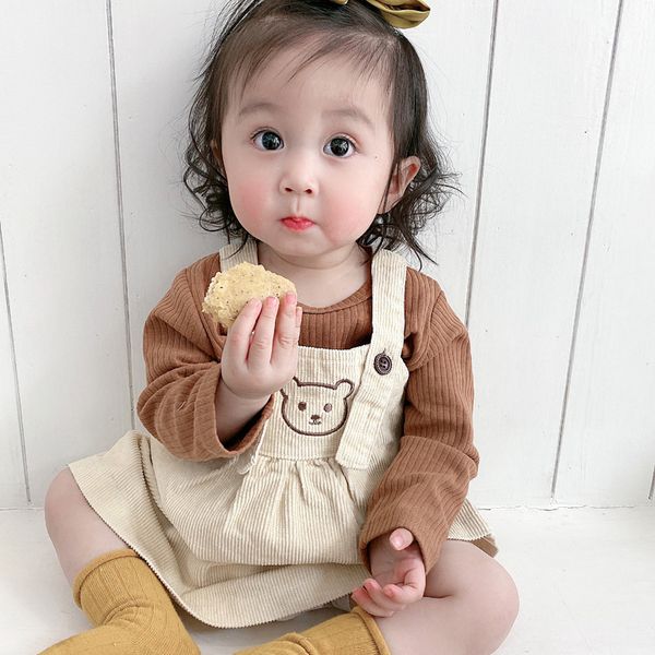 baby girls long sleeve shirt + corduroy strap dress autumn spring infant baby party princess dress kids girls clothes set, White;black
baby girls long sleeve shirt + corduroy strap dress autumn spring infant baby party princess dress kids girls clothes set, White;black