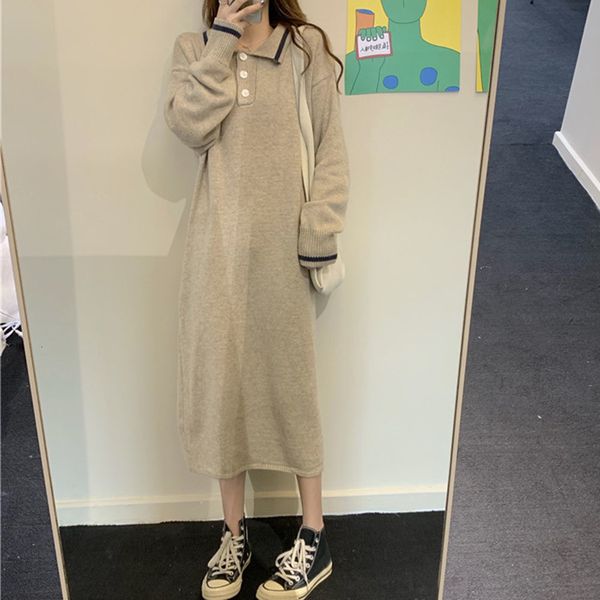 casual dresses korean dress female blouse fall solid lapel long stylish sleeve casual loose knitted or crocheted le7v, Black;gray
casual dresses korean dress female blouse fall solid lapel long stylish sleeve casual loose knitted or crocheted le7v, Black;gray