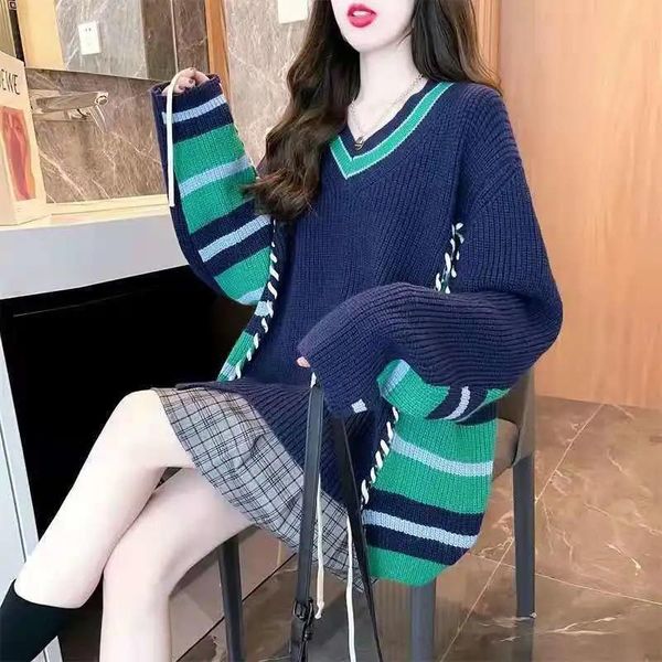 women's sweaters japanese v-neck college style sweater loose lazy fashion tassel tether contrast color stitching thickened, White;black
women's sweaters japanese v-neck college style sweater loose lazy fashion tassel tether contrast color stitching thickened, White;black