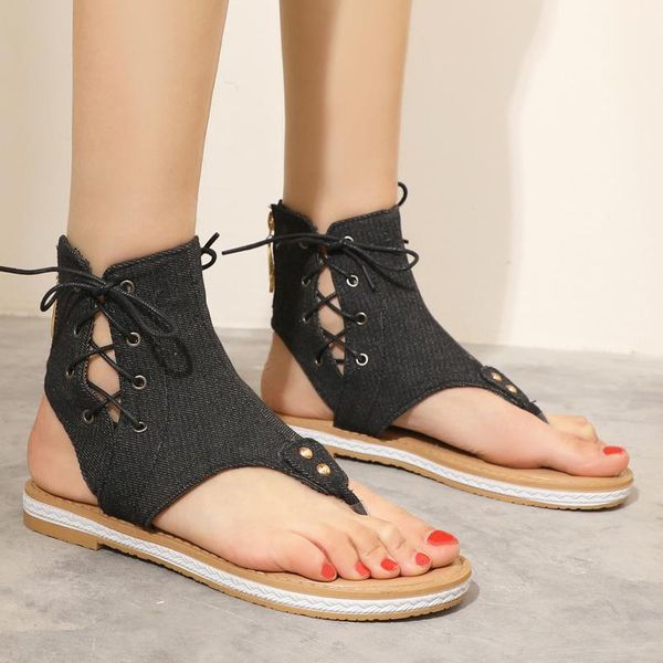 aiweiyi women sandals summer flat black blue denim t-strap lace up gladiator comfortable shoes woman
aiweiyi women sandals summer flat black blue denim t-strap lace up gladiator comfortable shoes woman