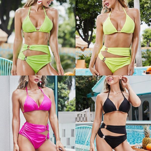 women's swimwear fluorescent three-point micro bikini high waist swimsuit women 2 pieces solid arrival summer 2021 wire free, White;black
women's swimwear fluorescent three-point micro bikini high waist swimsuit women 2 pieces solid arrival summer 2021 wire free, White;black