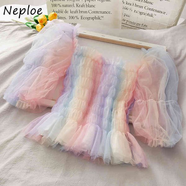 neploe striped rainbow shirt blusa summer new sweet ruffles slash neck cropped blouses women mesh cropped 1e942 210423, White
neploe striped rainbow shirt blusa summer new sweet ruffles slash neck cropped blouses women mesh cropped 1e942 210423, White