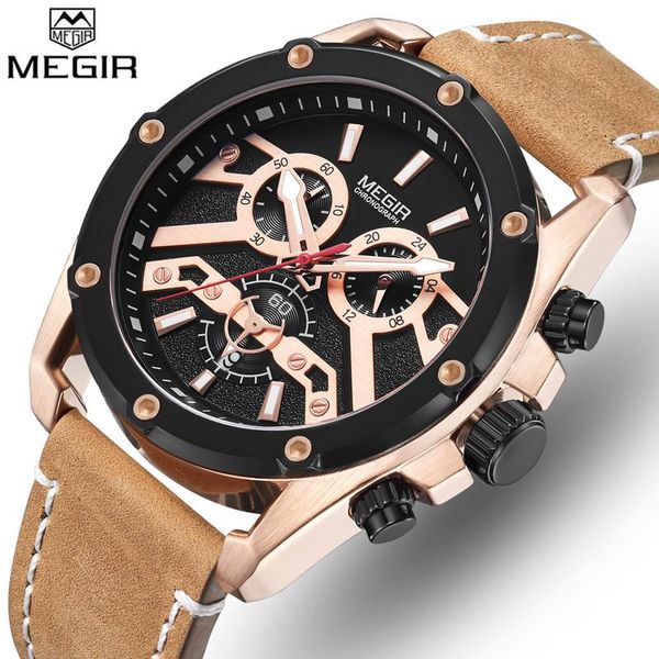 wristwatches megir mens watches men fashion chronograph quartz watch army military leather wrist relogio masculino, Slivery;brown
wristwatches megir mens watches men fashion chronograph quartz watch army military leather wrist relogio masculino, Slivery;brown
