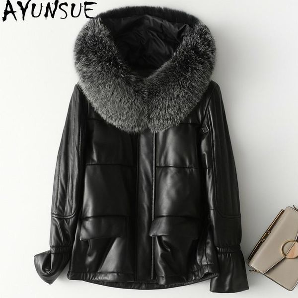 real leather down jacket women fur collar hooded autumn winter sheepskin coat warm woman parkas doudoune femme 2021 women's & faux, Black
real leather down jacket women fur collar hooded autumn winter sheepskin coat warm woman parkas doudoune femme 2021 women's & faux, Black