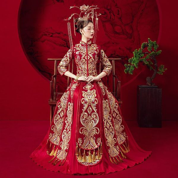 embroidery tassel classic mandarin collar cheongsam marriage suit chinese wedding dress traditional qipao vestidos ethnic clothing, Red
embroidery tassel classic mandarin collar cheongsam marriage suit chinese wedding dress traditional qipao vestidos ethnic clothing, Red