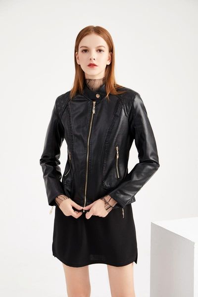 women's jackets women spring autumn pu leather zippers jacket mandarin collar red motor biker coat female oversized, Black;brown
women's jackets women spring autumn pu leather zippers jacket mandarin collar red motor biker coat female oversized, Black;brown