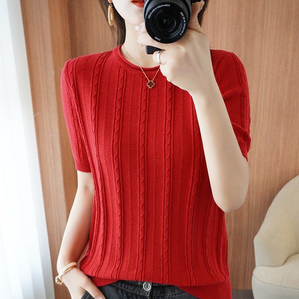 women's t-shirt t-shirt pure cotton casual knitted sweater short sleeve round neck plus size solid shirt, White
women's t-shirt t-shirt pure cotton casual knitted sweater short sleeve round neck plus size solid shirt, White