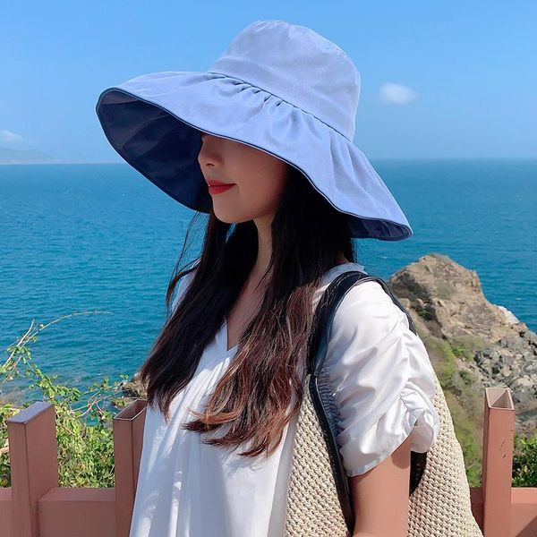 wide brim hats this season's uv sunblock hat, female korean version, large fisherman anti-ultraviolet sunshade summer vinyl, Blue;gray
wide brim hats this season's uv sunblock hat, female korean version, large fisherman anti-ultraviolet sunshade summer vinyl, Blue;gray