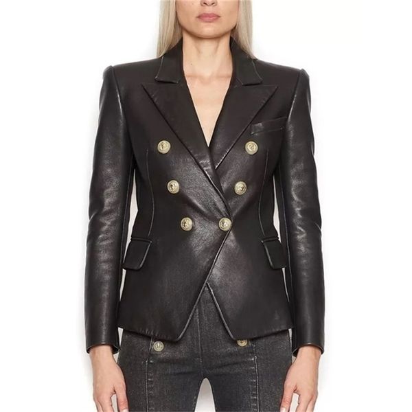 high street est baroque fashion designer blazer jacket women's lion metal buttons faux leather blazer outer coat 211120, White;black
high street est baroque fashion designer blazer jacket women's lion metal buttons faux leather blazer outer coat 211120, White;black