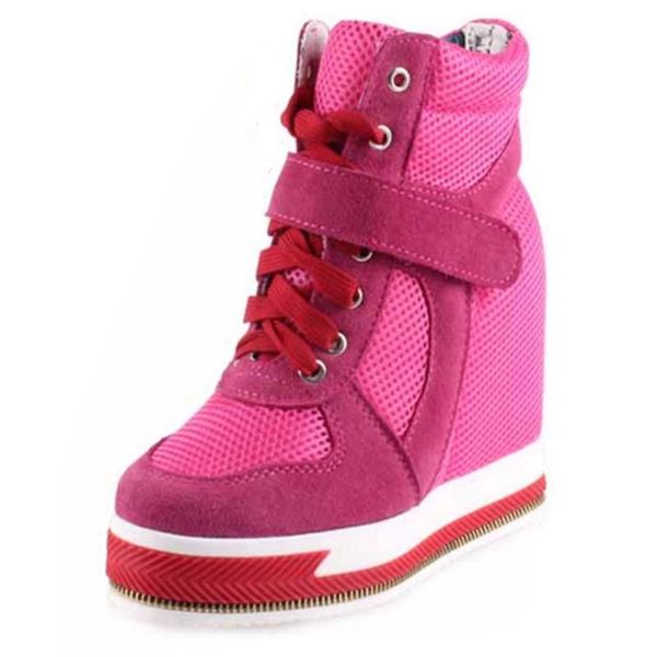breathable mesh patchwork thick sole wedge heels casual shoes height increasing platform hidden lace up boots dress, Black
breathable mesh patchwork thick sole wedge heels casual shoes height increasing platform hidden lace up boots dress, Black