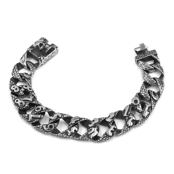gothic skull numbers bracelet stainless steel jewelry personality punk vintage biker skull bracelet for men boys sjb0381, Black
gothic skull numbers bracelet stainless steel jewelry personality punk vintage biker skull bracelet for men boys sjb0381, Black