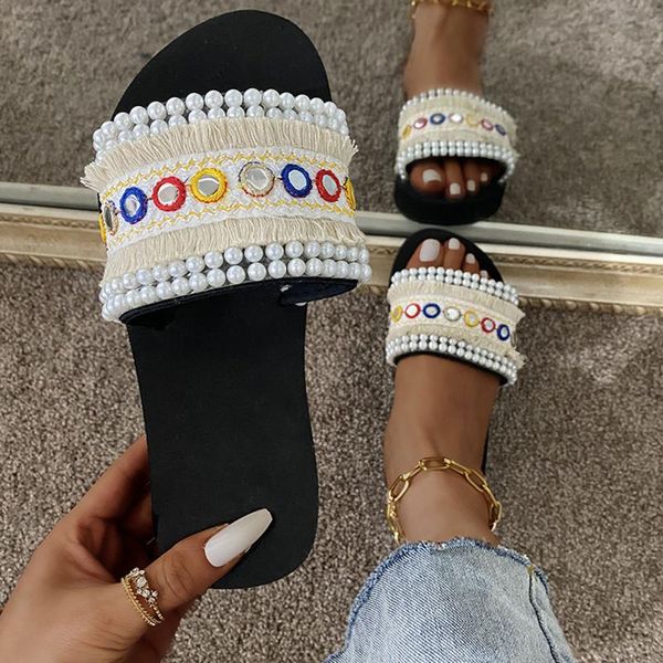 slippers sequined pearl women summer sandals fashion female color flip flops foot beach diamond flat shoes outdoor, Black
slippers sequined pearl women summer sandals fashion female color flip flops foot beach diamond flat shoes outdoor, Black