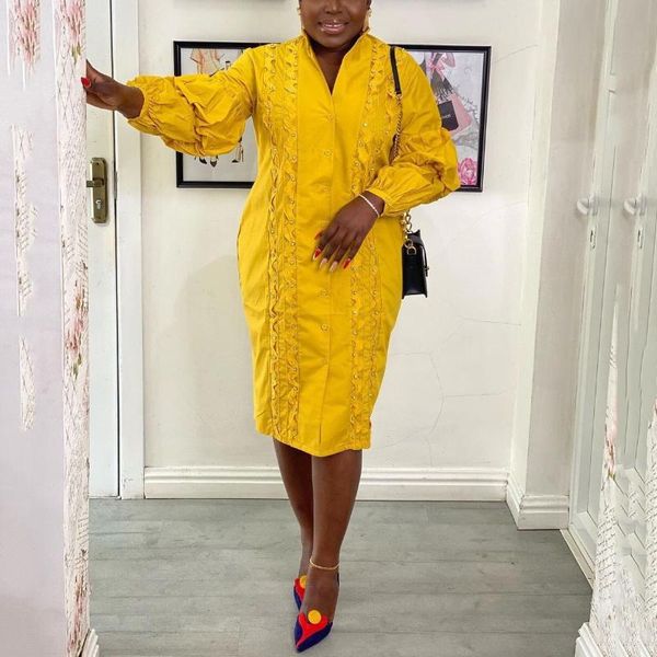 casual dresses office yellow for ladies 2021 diamoned lantern sleeve single breasted stand collar elegant business work dress midi, Black;gray
casual dresses office yellow for ladies 2021 diamoned lantern sleeve single breasted stand collar elegant business work dress midi, Black;gray