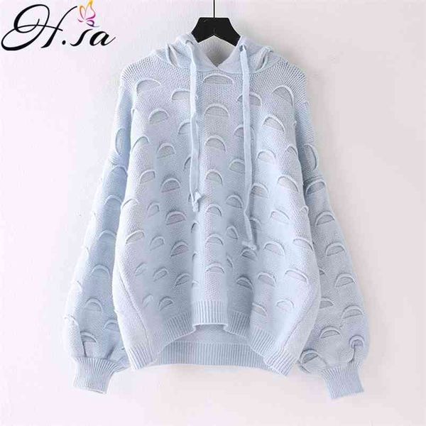 women winter fashion clothes hooded pullover and sweaters lantern sleeve casual pull jumpers broken hole loose sweater 210430, White;black
women winter fashion clothes hooded pullover and sweaters lantern sleeve casual pull jumpers broken hole loose sweater 210430, White;black