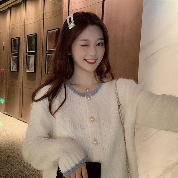 women's knits & tees 2021 autumn winter sweater imitation mink women korean version loose large size color matching round neck cardigan, White
women's knits & tees 2021 autumn winter sweater imitation mink women korean version loose large size color matching round neck cardigan, White