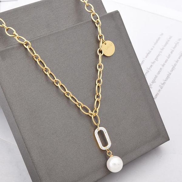 chains 18k gold word thick chain casual t-shirt necklace diamond pearl pendant clavicle stainless steel women simplicity jewelry, Silver
chains 18k gold word thick chain casual t-shirt necklace diamond pearl pendant clavicle stainless steel women simplicity jewelry, Silver