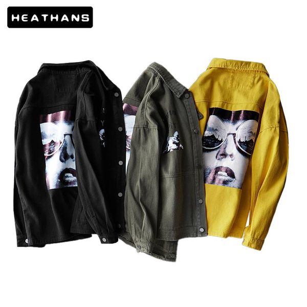 men's jackets japan style denim jacket slim print fashion mens clothes hip hop oversized cowboy yellow jean black coat, Black;brown
men's jackets japan style denim jacket slim print fashion mens clothes hip hop oversized cowboy yellow jean black coat, Black;brown